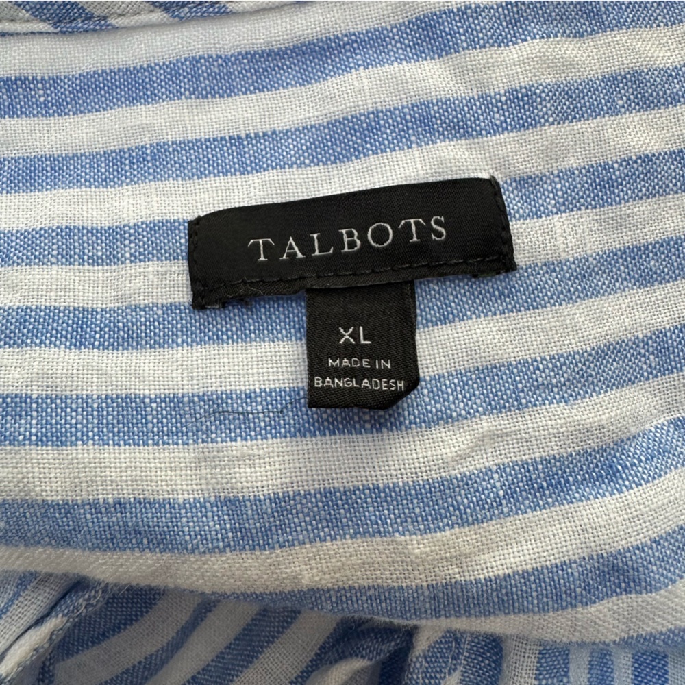 Talbots 100% Linen Striped Tiered Swing Dress XL - Picture 10 of 12